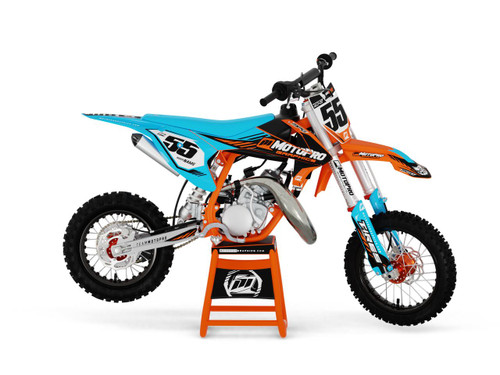 MotoPro Graphics Custom KTM 50 SX / Mini Dirt Bike MATRIX ORANGE CYAN Series Graphics Set - FREE SHIPPING