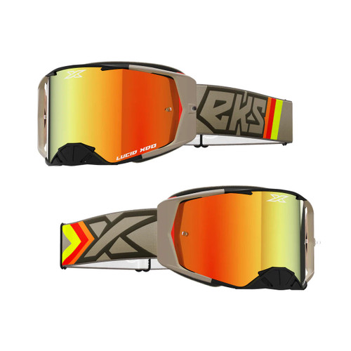 EKS Brand Lucid Goggle Black And Tan - Red Mirror Lens 