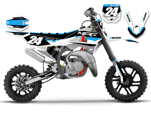 MotoPro Graphics Custom Cobra Dirt Bike SE 1  White/black/cyan Graphics Set 