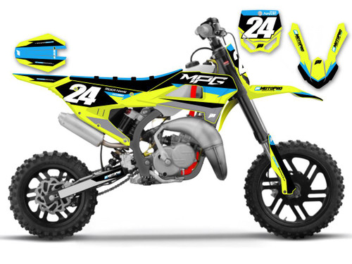 MotoPro Graphics Custom Cobra Dirt Bike SE 1  yellow/black/cyan Graphics Set 