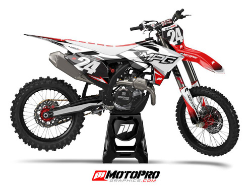 MotoPro Graphics Custom GasGas Dirt Bike Anomaly Series Graphics Set - White Black & Red 