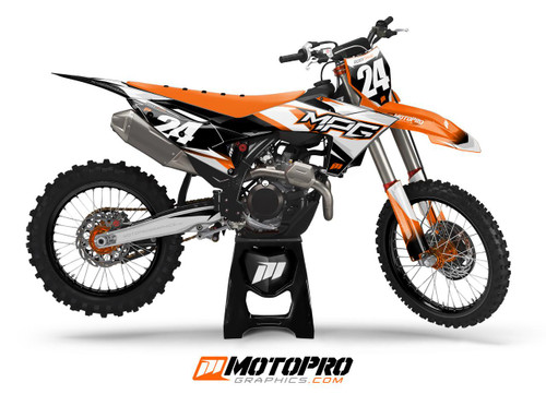 MotoPro Graphics Custom 125sx-450sxf Dirt Bike Anomaly Series Graphics Kit - White/Black/Orange  