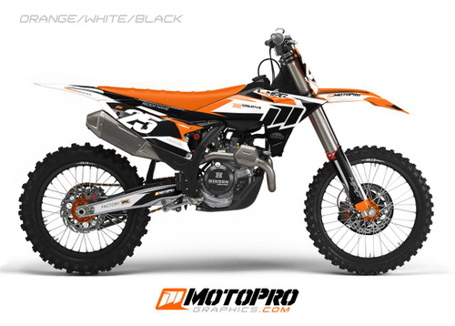 MotoPro Graphics Custom 125sx-450sxf Dirt Bike Ace Series Graphics Kit - Orange/White/Black 