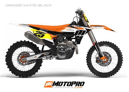 MotoPro Graphics Custom 125sx-450sxf Dirt Bike Ace Series Graphics Kit - Orange/White/Black 