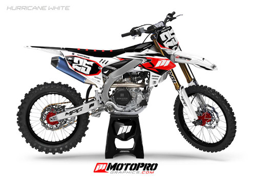 MotoPro Graphics Custom Yamaha Dirt Bike Hurricane Series Graphics - White 