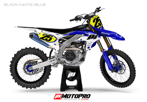 MotoPro Graphics Custom Yamaha Dirt Bike Five19 Series Graphics - Black/White/Blue 
