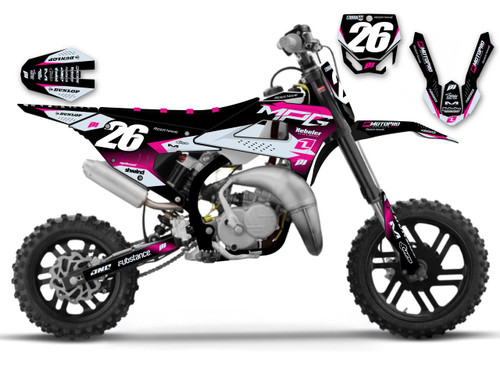 MotoPro Graphics Custom Cobra Dirt Bike Graphics - Specter Series - Black/Pink/Ghost White 