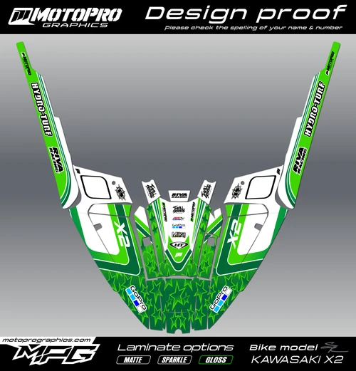 MotoPro Graphics Kawasaki X2 Green Machine Custom Graphics Kit 
