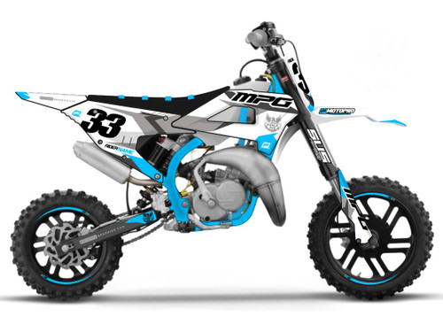 MotoPro Graphics Cobra Youth Bike Hex Series White Cyan Graphics