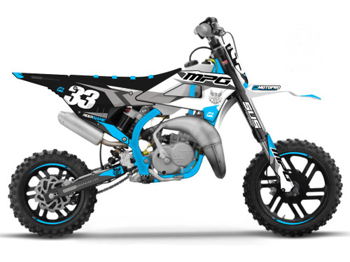 MotoPro Graphics Cobra Youth Bike Hex Series White Cyan Graphics