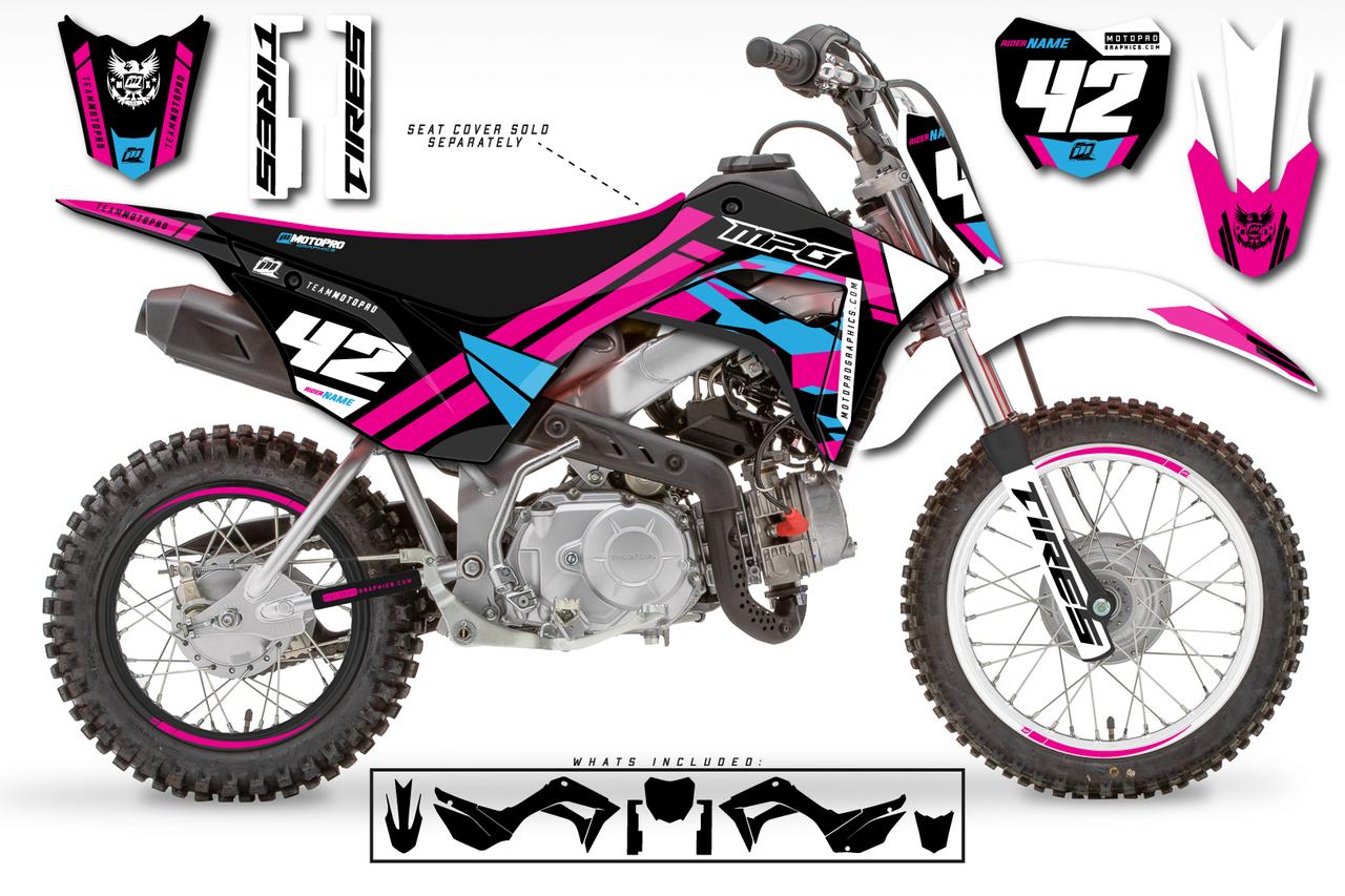 Custom Honda CRF110 Pit Bike PINKER Series Graphics - FREE