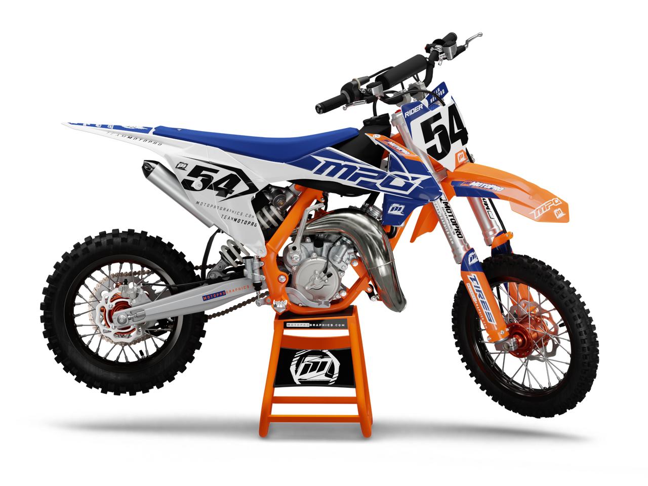 Custom KTM 65 SX Dirt Bike GENESIS BLUE WHITE Series Graphics Set - FREE SHIPPING