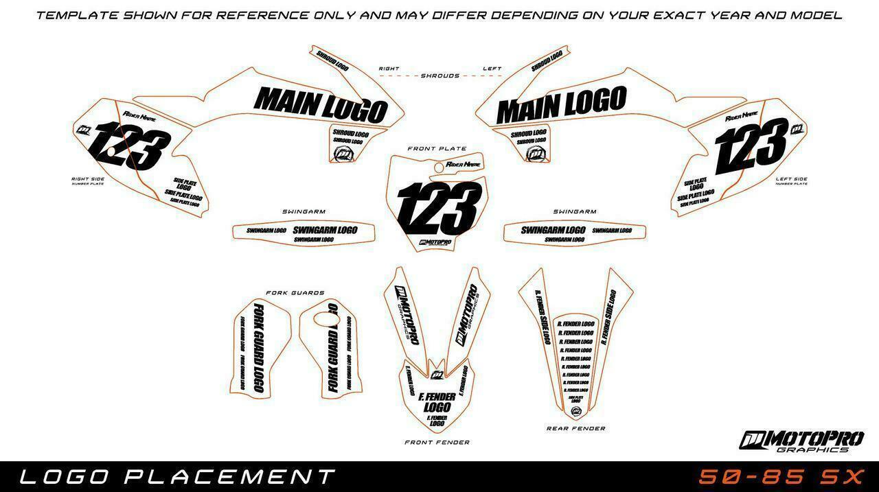 Custom 85 SX Dirt Bike ENIGMA ORANGE Series Graphics Set - FREE