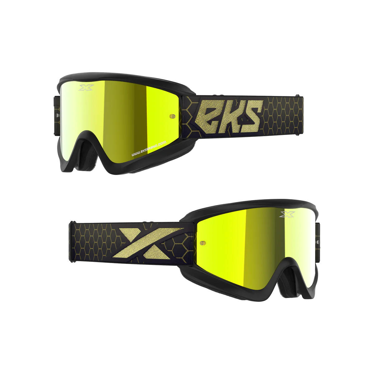 GOX FlatOut Mirror Goggle Black, Gold Metallic Gold Mirror Lens