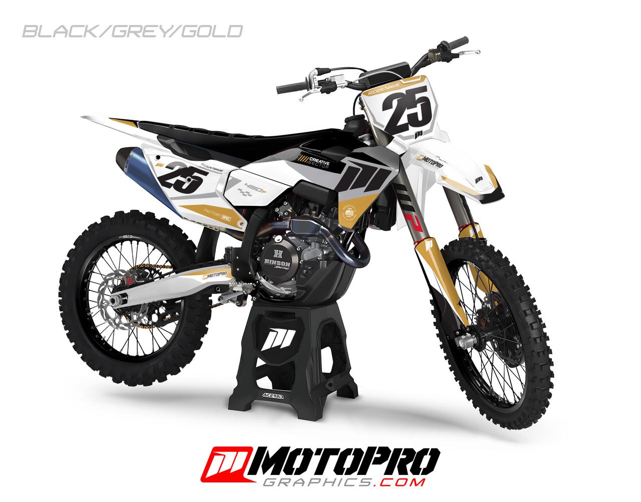 Custom Husqvarna Graphics Forty8 Series Black Grey Gold | MotoPro