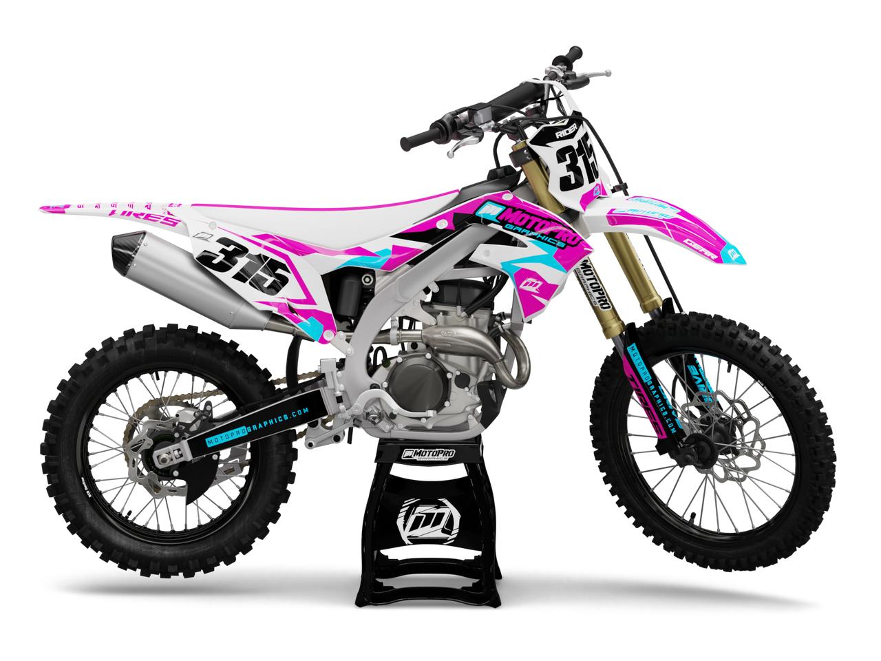 Marca comercial Vamos Ninguna Custom Kawasaki Dirt Bike Poly Pink Graphics - FREE SHIPPING - MotoPro  Graphics