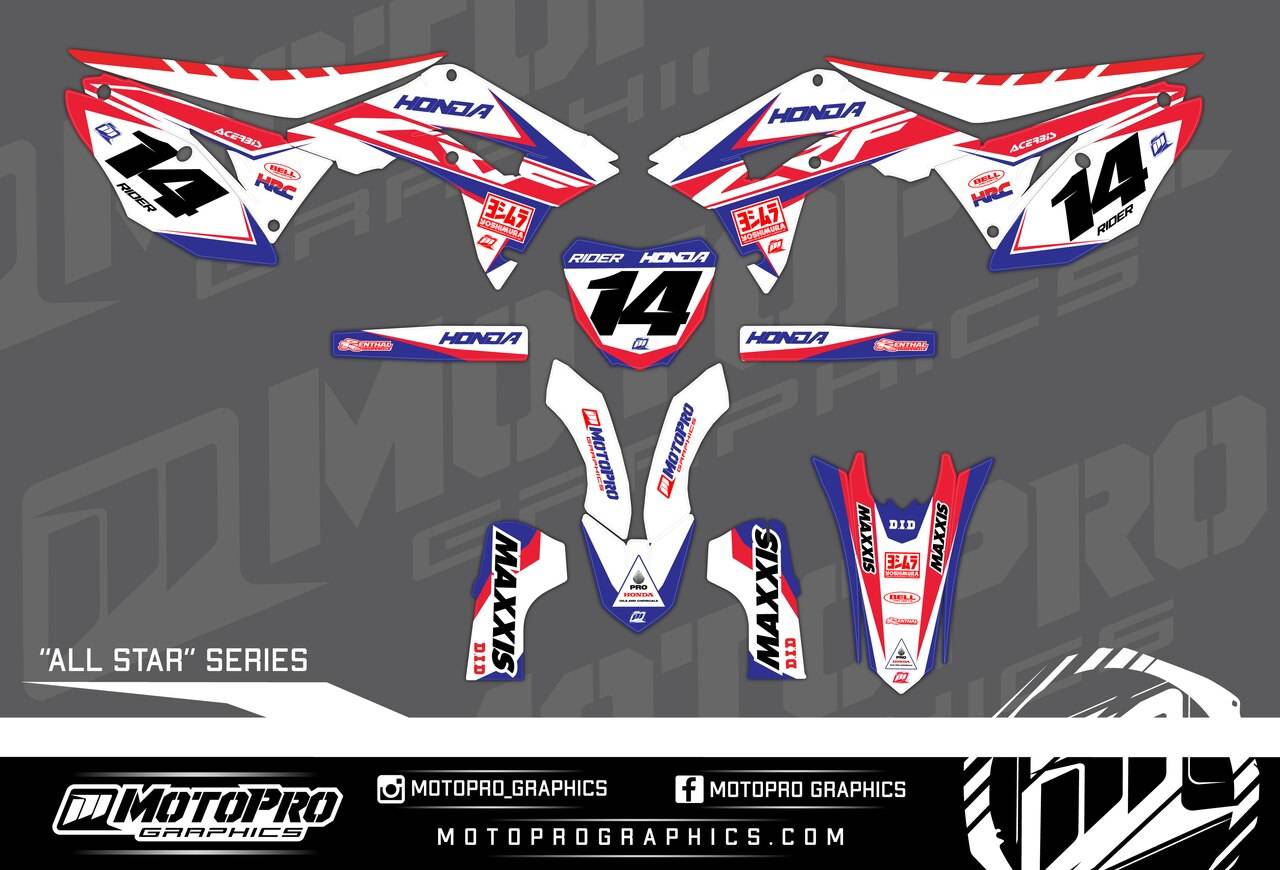 Custom Honda Dirt Bike ALL STAR Series Graphics - MotoPro Graphics