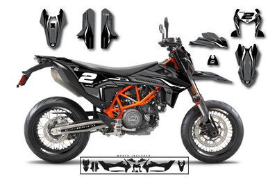 Custom 690 SMC R Motorcycle VIZE GREY Graphics - FREE SHIPPING