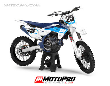 Custom Husqvarna Graphics Five19 Series White Navy Cyan | MotoPro