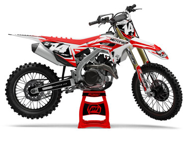 Custom Honda Dirt Bike Striker Series Red White Graphics - MotoPro