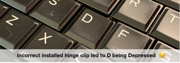 letter D is sitting lower than rest of the keys