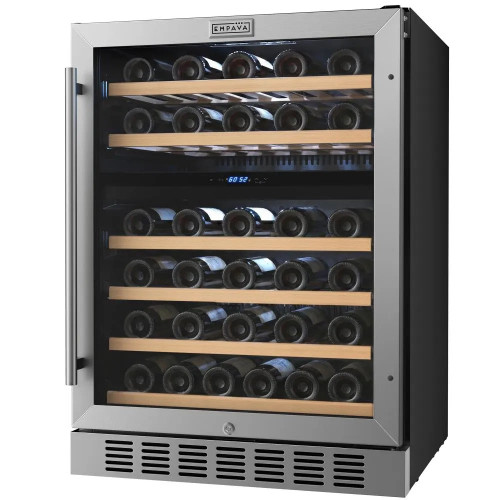 Empava 24-Inch Dual Zone Built-In Wine Cooler, 46-Bottle, Stainless Steel (EMPV-WC12D)