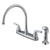 Kingston Brass Magellan Double-Handle 8" Centerset Kitchen Faucet with Side Sprayer, Polished Chrome (FB791SP)