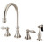 Kingston Brass Governor Double-Handle Widespread Kitchen Faucet with Brass Sprayer, Brushed Nickel (KS2798ALBS)