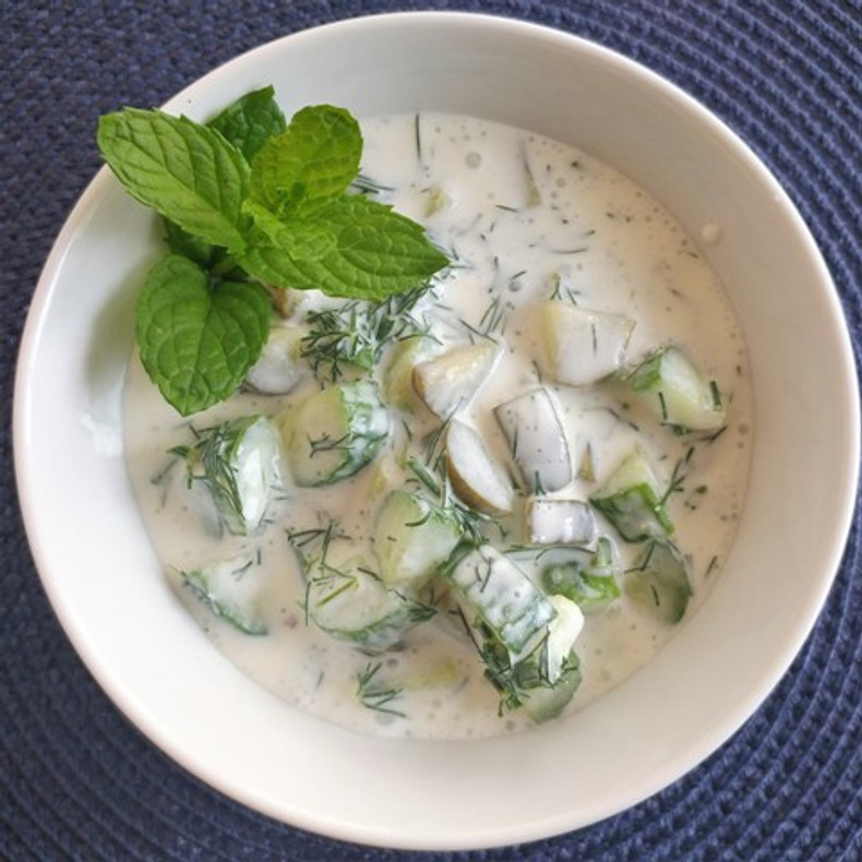 Super fresh Greek Tzatziki with homemade fermented dairy