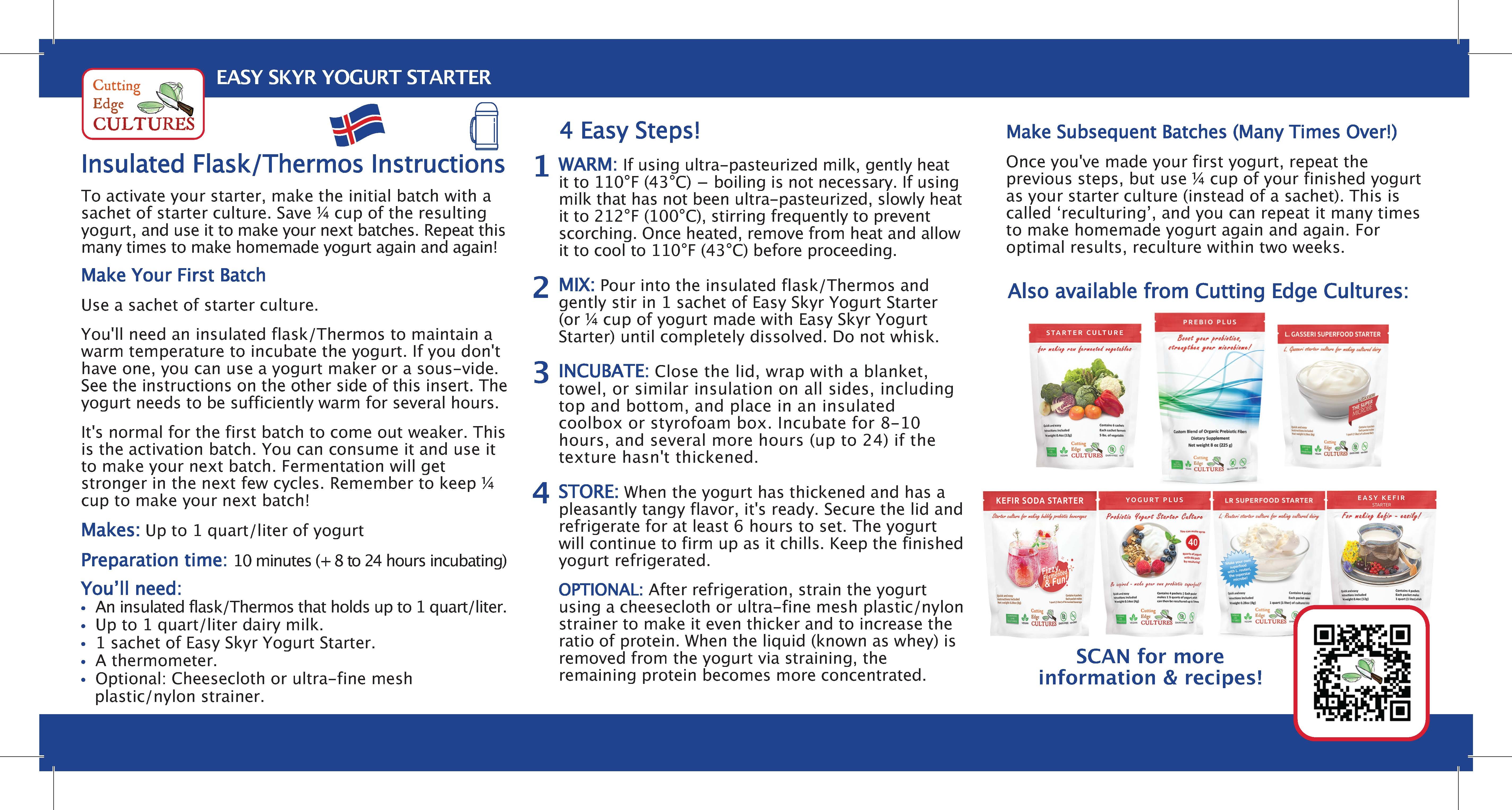 Easy Skyr Yogurt THERMOS instructions