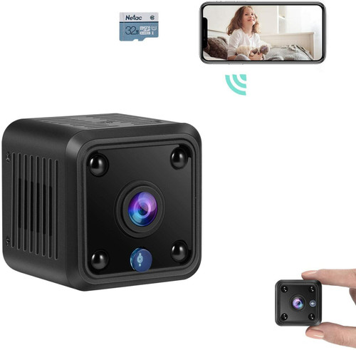 Mini Camera, WiFi Wireless Security Camera, 1080P HD Small Home Security Camera with 32G SD Card,