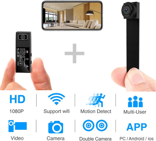 2 Lens Wifi Security Camera Portable Camera with audio + Mobile APP with Motion Detection Alarm 