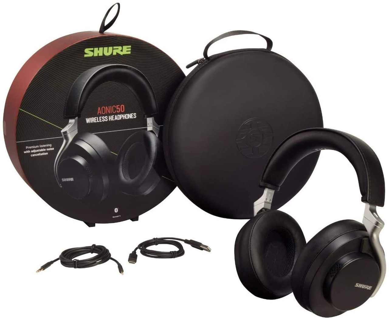 SHURE SBH2350BR AONIC 50 Wireless Noise Cancelling Over-Ear Headphones -  Black