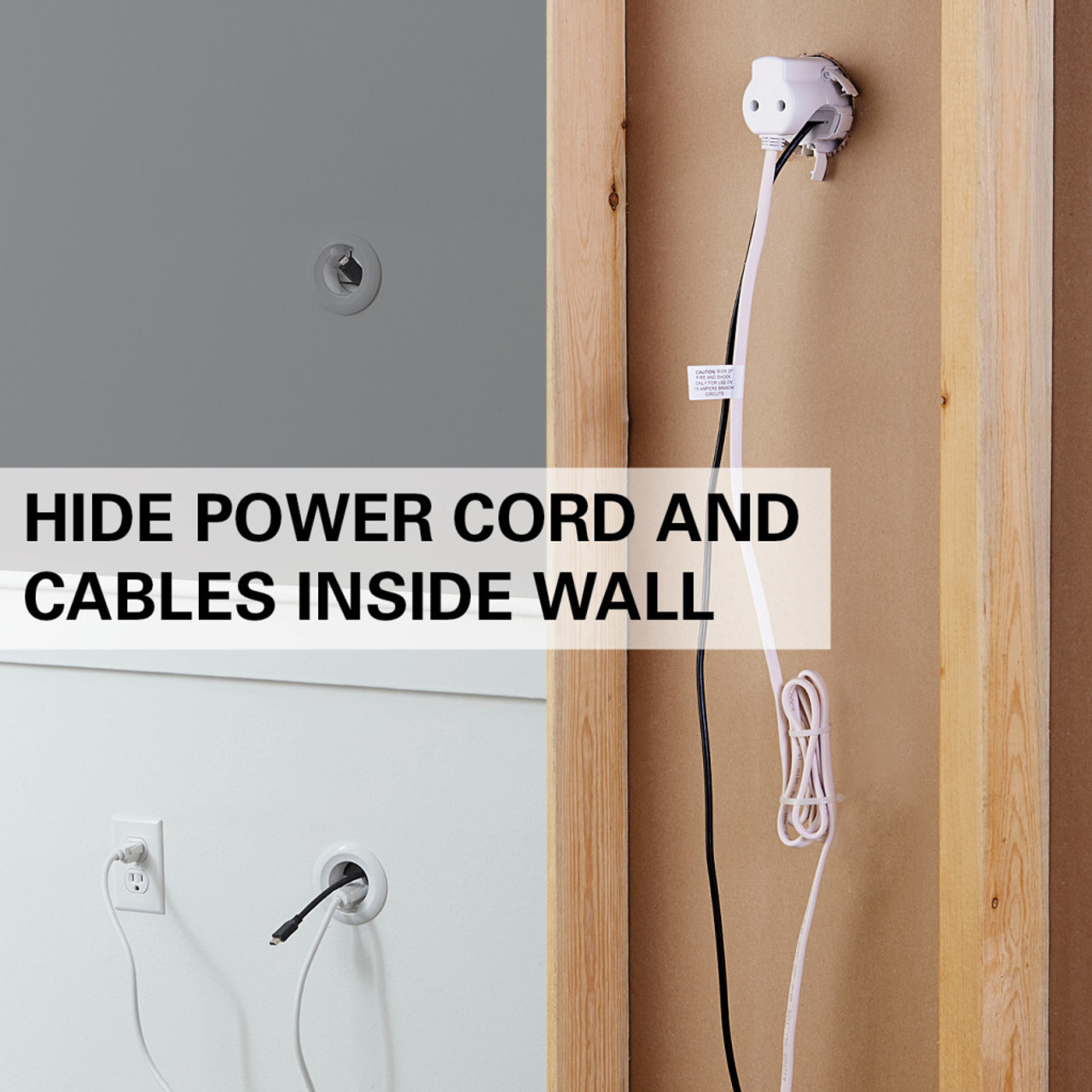  in Wall Cable Management Kit for TV - TV Cord Hider Kit, Cord  Hiders for TV on Wall, Wire Hiders for TV on Wall & Behind Wall TV Wire Kit  Cable