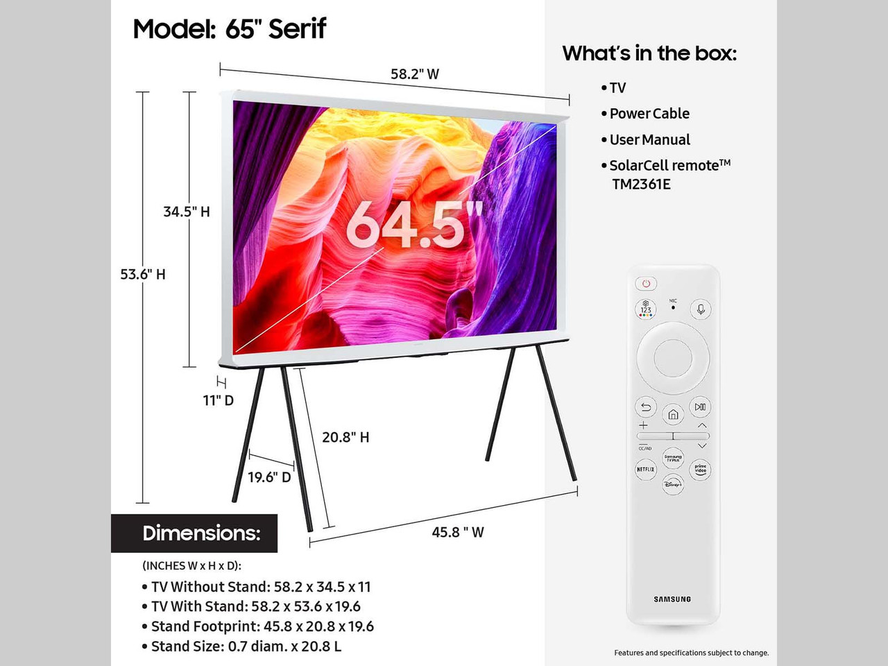 Shop | SAMSUNG QN65LS01DAF 65 Inch 4K UHD QLED The Serif Smart TV