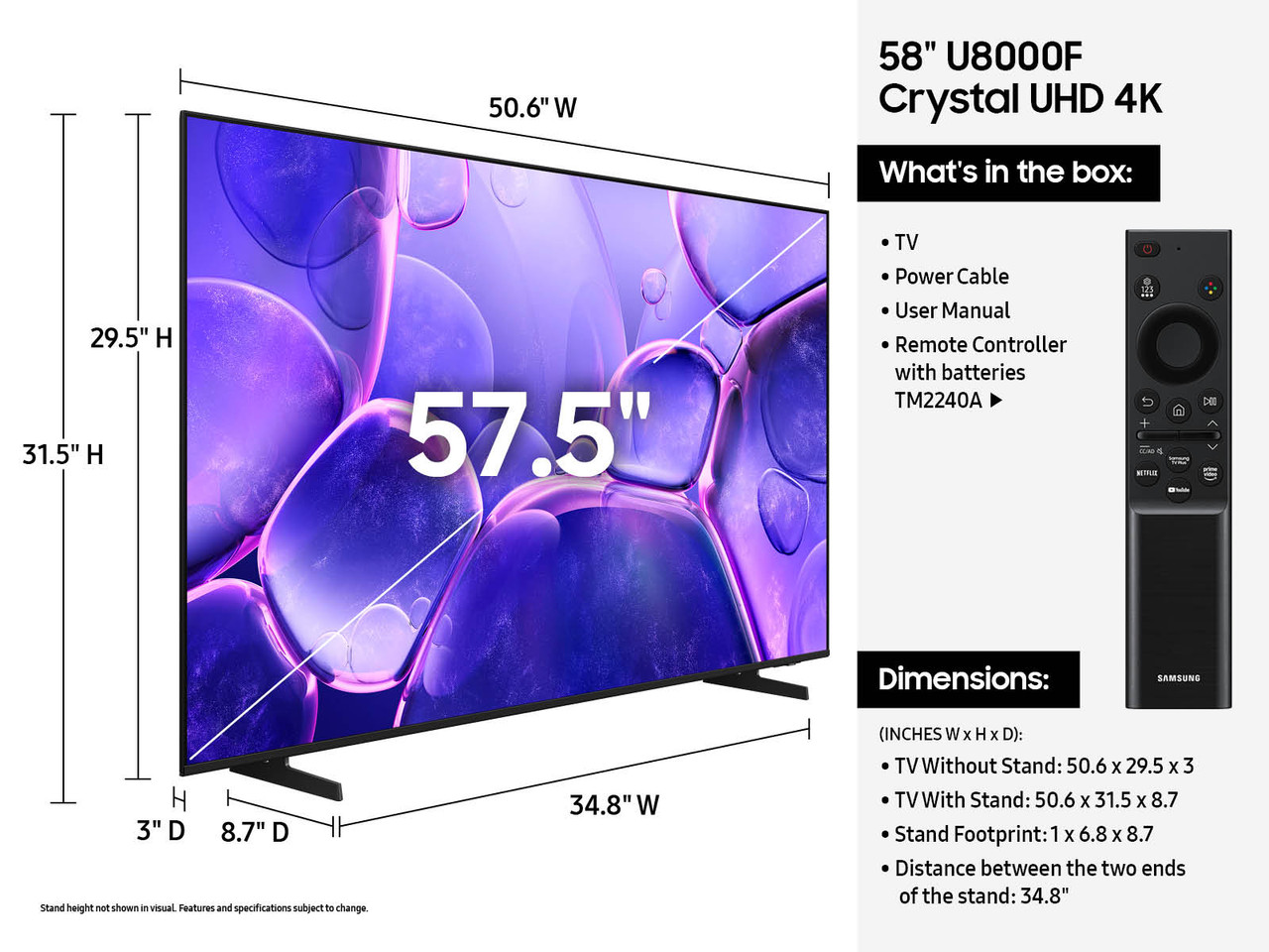 Shop | SAMSUNG UN58U8000 58 Inch 4K UHD Crystal HDR Smart TV