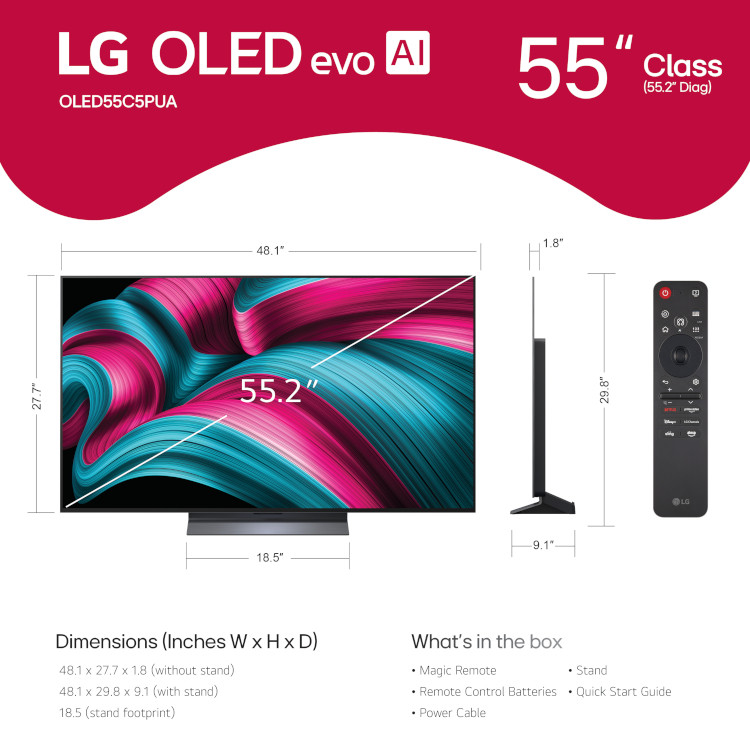 Shop | LG OLED55C5P 55 Inch 4K UHD OLED Evo AI C5 HDR Smart TV