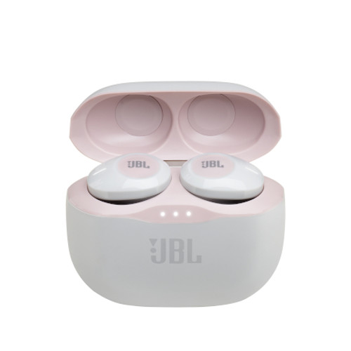 JBL T120TWSPIK TUNE 120TWS Wireless In-Ear Headphones - Pink View From the Front Perspective of Product