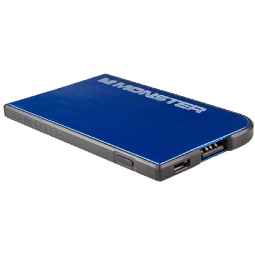 MONSTER MBLPCARDBLV2 Mobile PowerCard Portable Battery - Blue View From the Front Perspective of Product