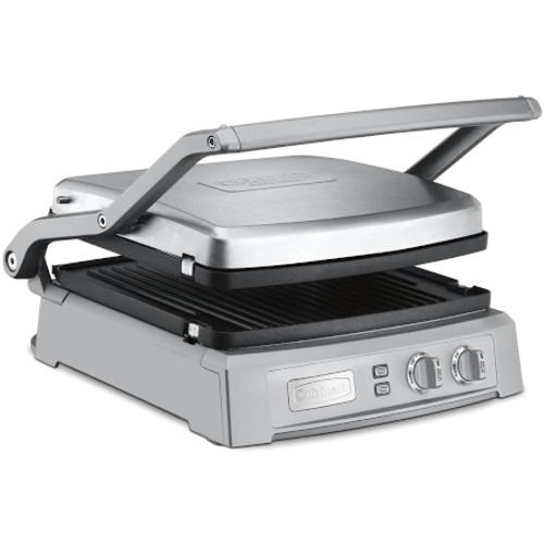 CUISINART GR150P1 GRIDDLER DELUXE - Brushed Stainless View From the Front Perspective of Product