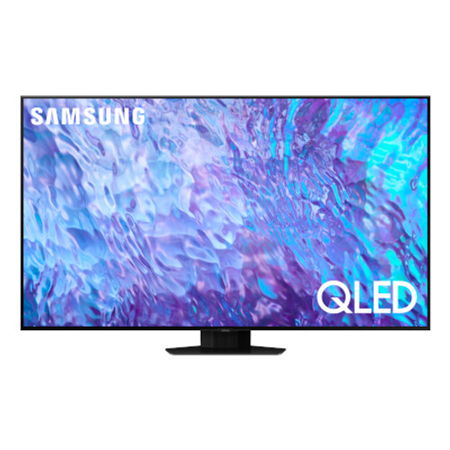 SAMSUNG QN75Q80CAF 75 Inch 4K UHD QLED HDR Smart TV - QN75Q80CAFXZA (2023) View From the Front Perspective of Product