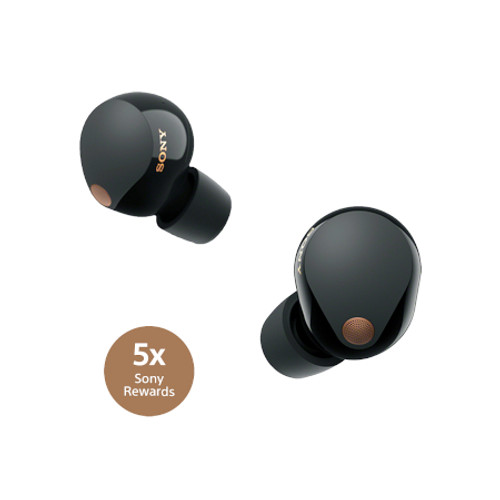 SONY WF1000XM5B The Best Truly Wireless Noise Canceling Earbuds - Black View From the Front Perspective of Product