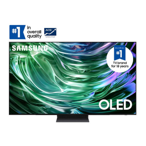 SAMSUNG QN83S90DAE 83 Inch S90D 4K UHD OLED Smart TV - QN83S90DAEXZA (2024) View From the Front Perspective of Product
