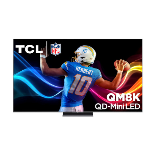 TLC 75QM8K 75 Inch Precise Dimming Series QD-Mini LED 4K UHD HDR Smart TV (2025) - 74.5 Inch Diagonal View From the Front Perspective of Product