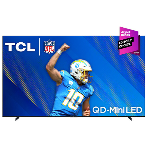 TCL 115QM891G 115 Inch Q Class 4K UHD HDR QD-Mini LED Google Smart TV - 114.5 Inch Diagonal View From the Front Perspective of Product