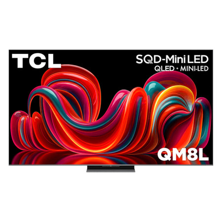 TCL 75QM8L 75 Inch QM8L Series 4K UHD HDR SQD-Mini LED Smart TV with Google TV - 74.6 Inch Diagonal (2026) View From the Front Perspective of Product