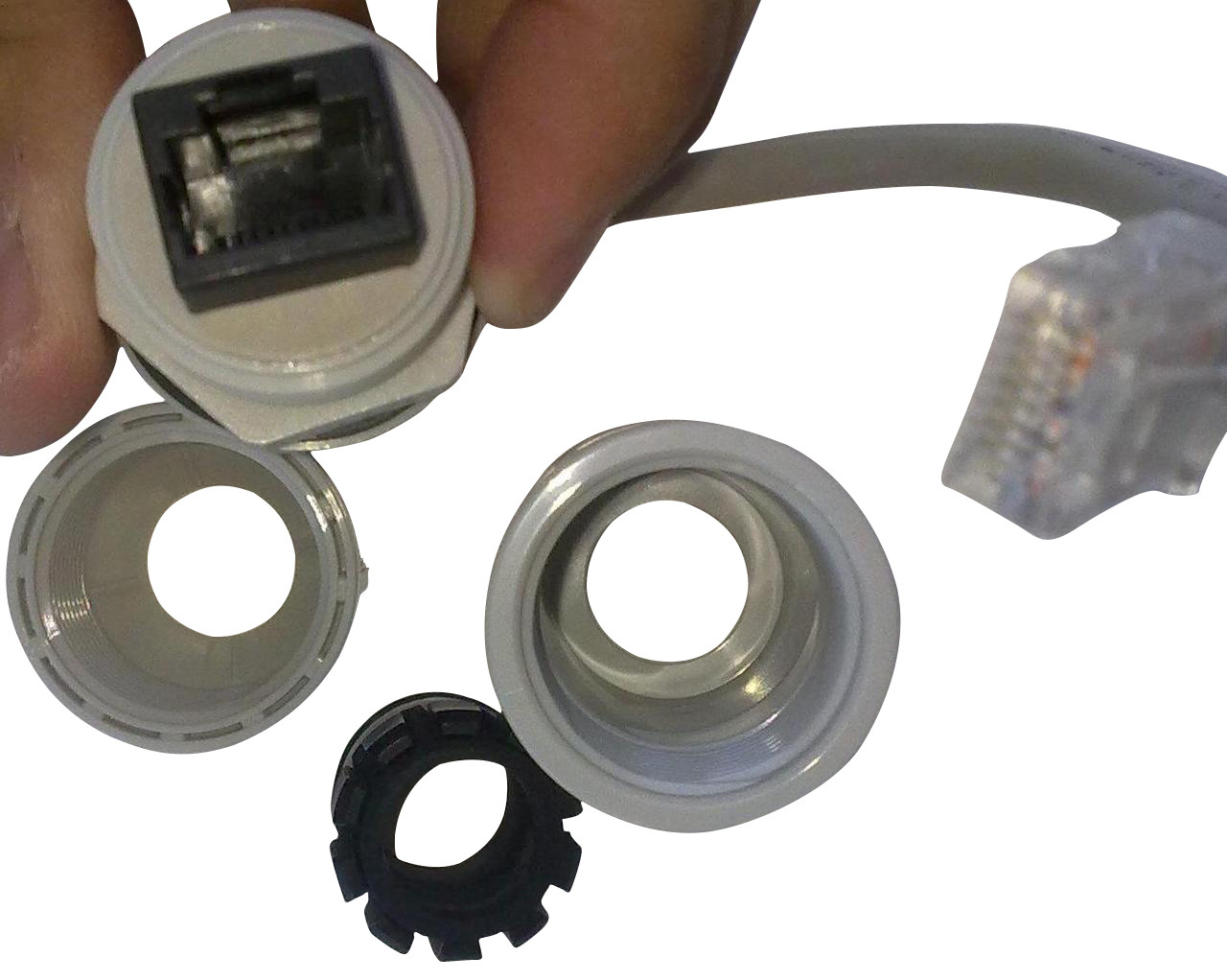 RJ45 Cable Gland FeedThru Waterproof Jack Shielded Ground 7" Cable