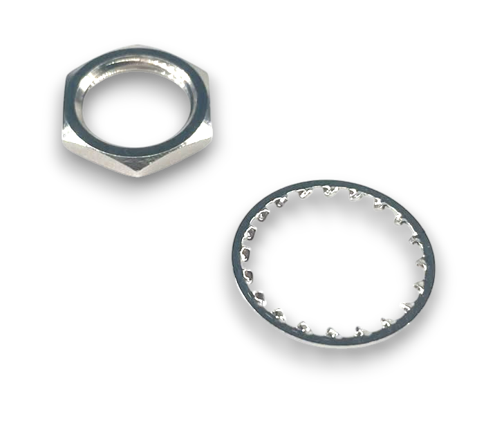 Bulkhead Nut & Washer for N-female: Rustproof Nickel-Plated Brass