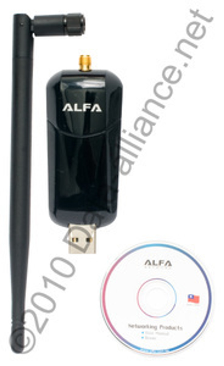 Alfa 1000mW WiFi USB Adapter Long-Distance WiFi-N w/Antenna & Jack