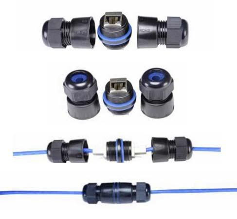 RJ45 Gland Female to Female Coupler FeedThru Waterproof Jack Shielded